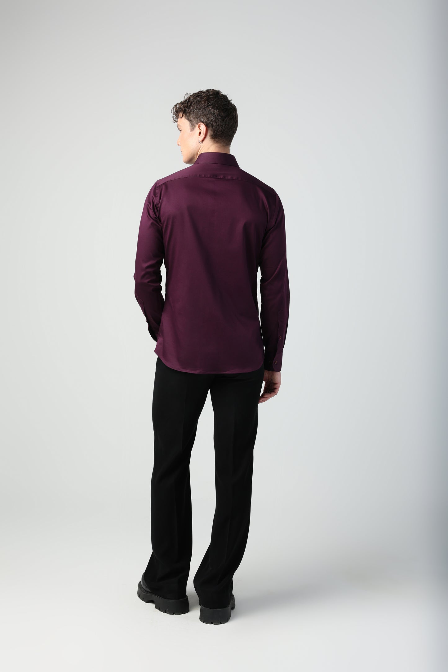 MARCO PURPLE WINE HEART PANTHER HAND EMBROIDERED SHIRT