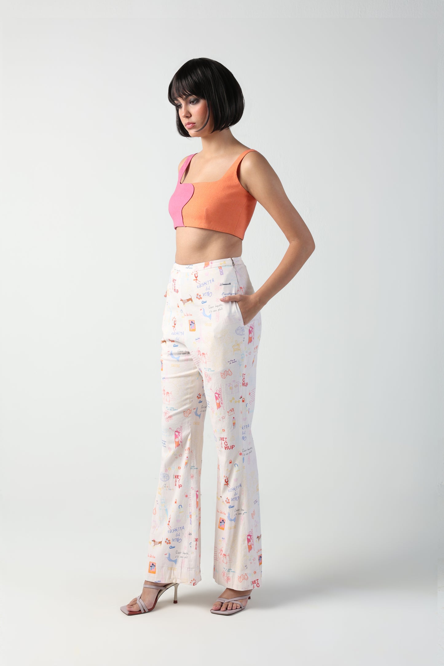 IANA ITALIAN SUMMER PRINT COLOR BLOCKED 3 PIECE CO-ORD SET