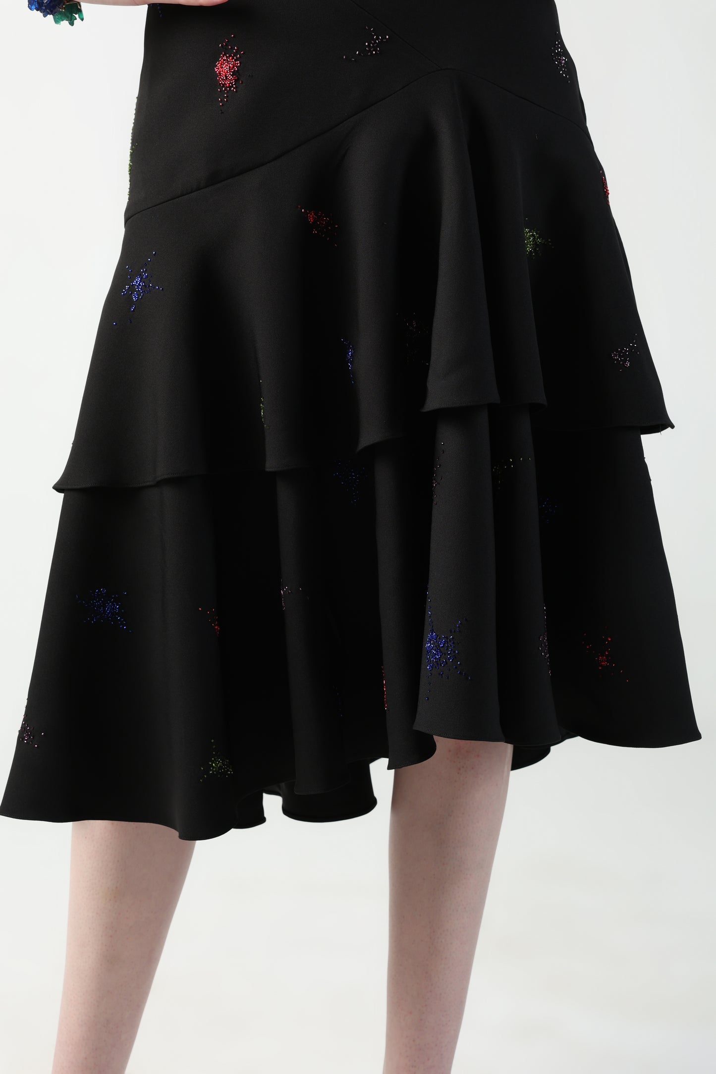 TOSCA BLACK COLORFUL SPLITTER SPLATTER DETACHABLE (LONG – SHORT) SKIRT CO-ORD SET