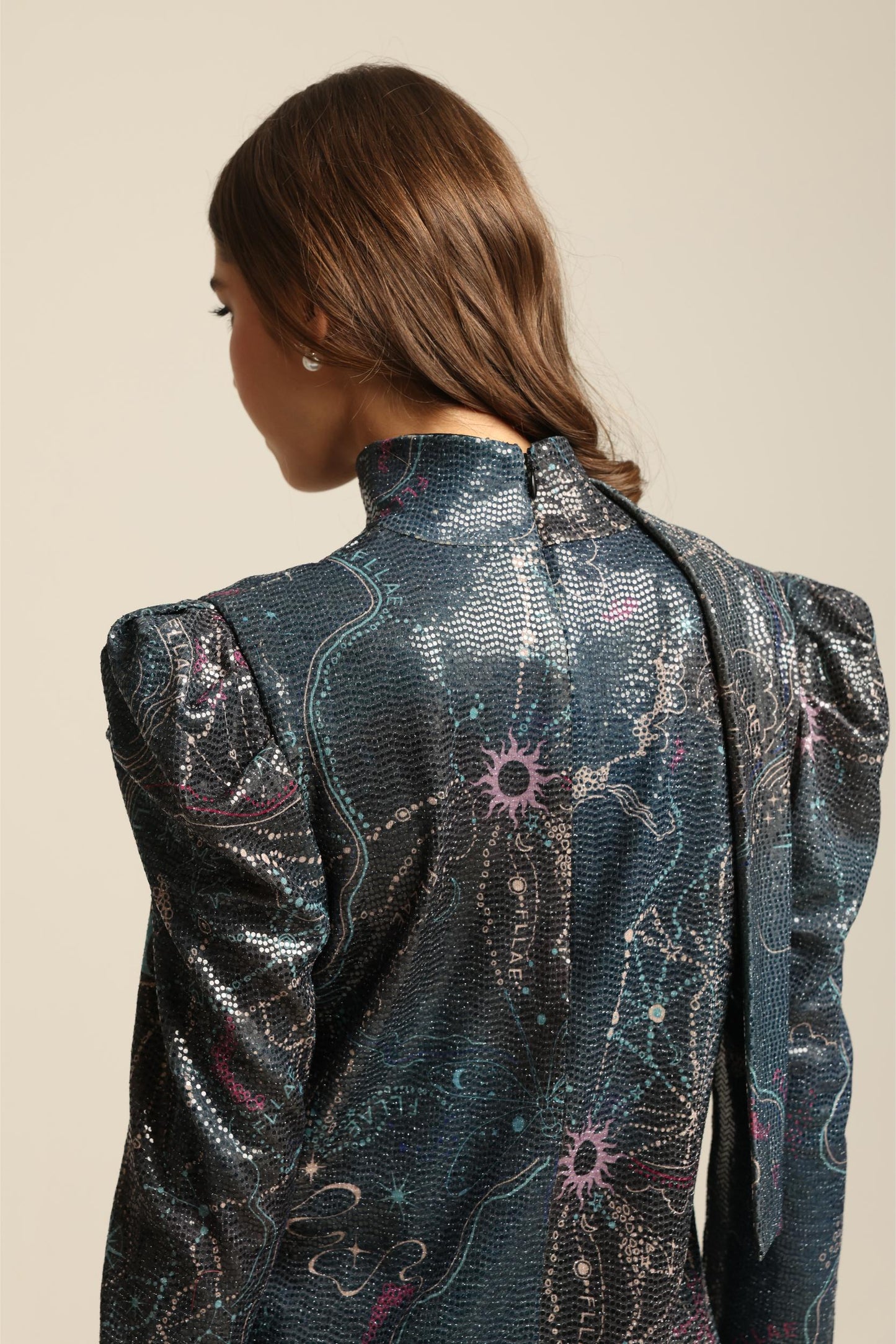 MAYA SEQUIN PRINT FULL SLEEVE DRESS