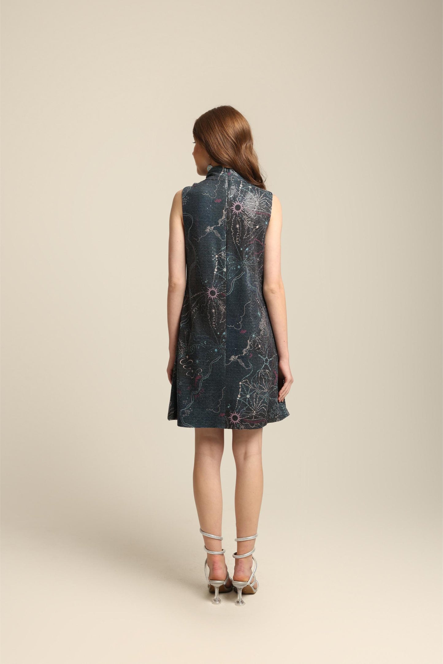 MAYA SEQUIN PRINT SLEEVELESS DRESS