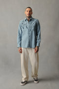 AXIS LIGHT BLUE DENIM INTERLACED SHIRT SHACKET