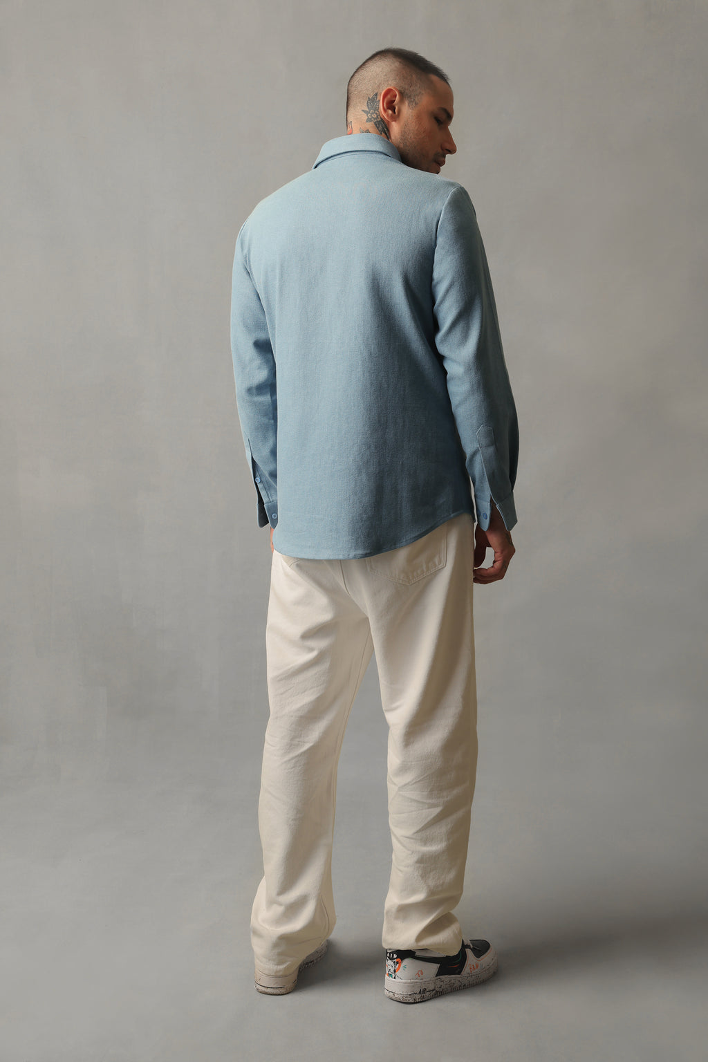 AXIS LIGHT BLUE DENIM INTERLACED SHIRT SHACKET