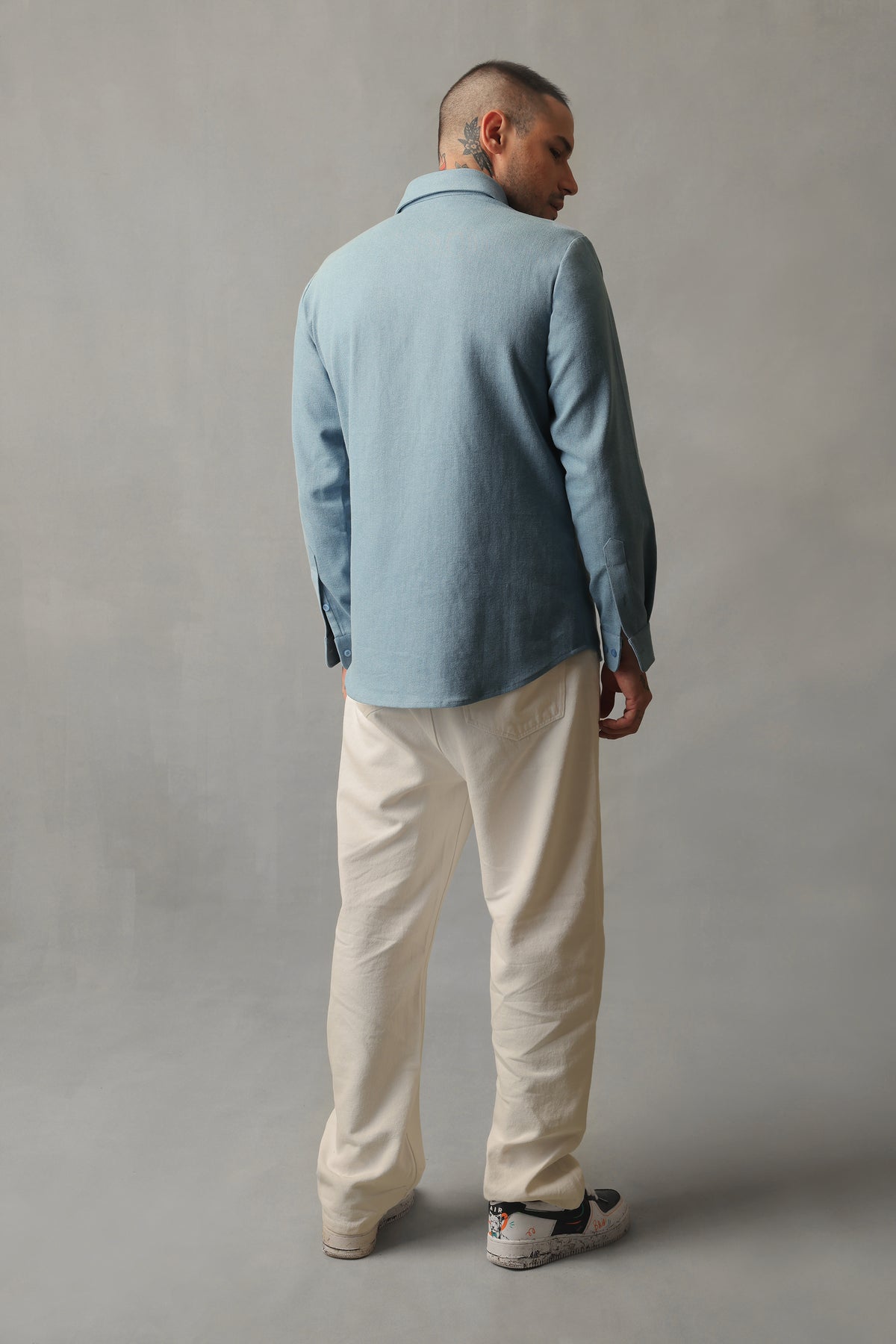 AXIS LIGHT BLUE DENIM INTERLACED SHIRT SHACKET