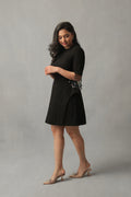 ZIVA BLACK DENIM BEADED TASSEL DRESS