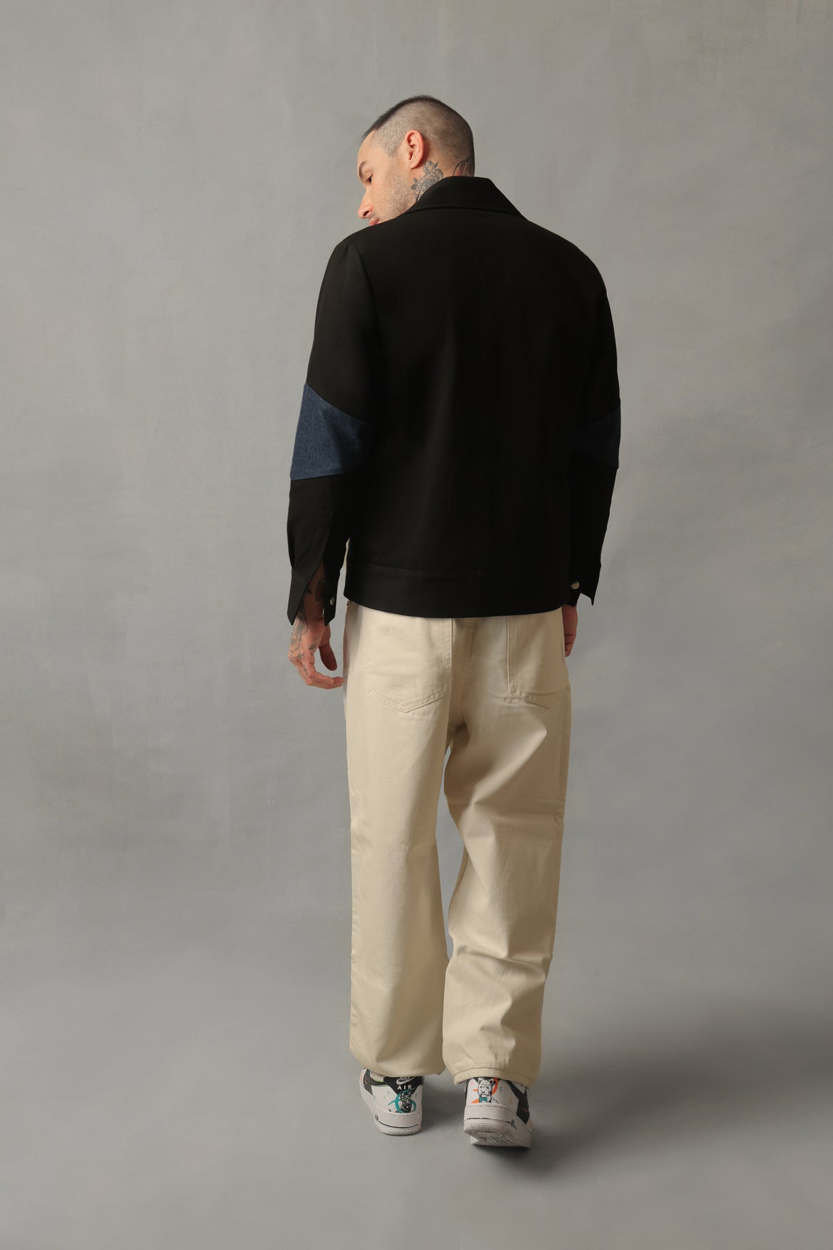 AVEN BLACK BLUE DENIM ZIPPED JACKET