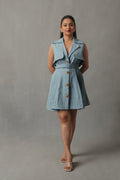 AVEN LIGHT BLUE DENIM TRENCH JACKET DRESS