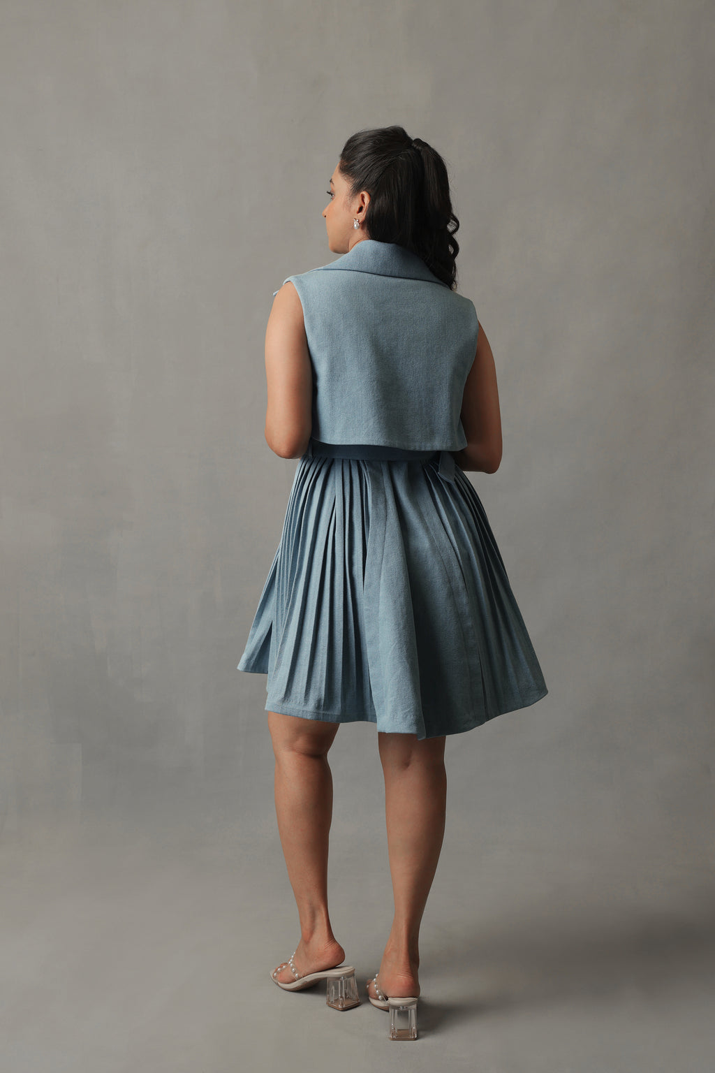 AVEN LIGHT BLUE DENIM TRENCH JACKET DRESS