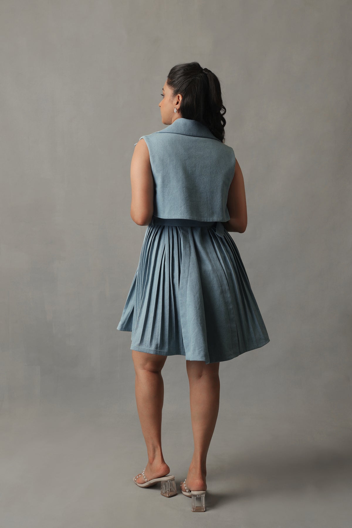 AVEN LIGHT BLUE DENIM TRENCH JACKET DRESS