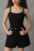 CIELA BLACK DENIM CORSETED BODY SUIT