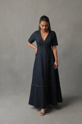 SORA DARK BLUE DENIM DETACHABLE BUTTONED DRESS