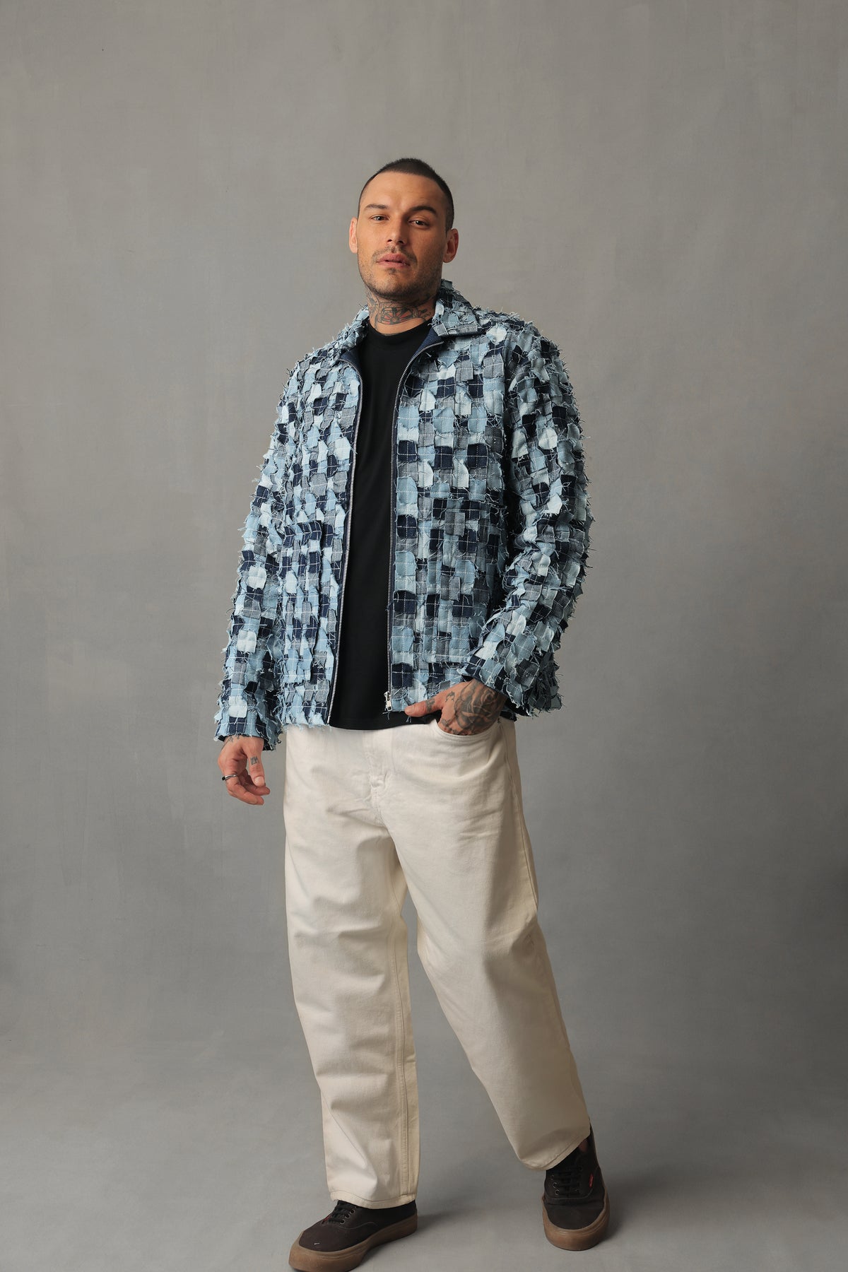 RAWLINE MULTI COLOR DENIM PATCHED JACKET