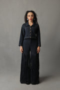 AURE DARK BLUE DENIM FRINGED PANTS