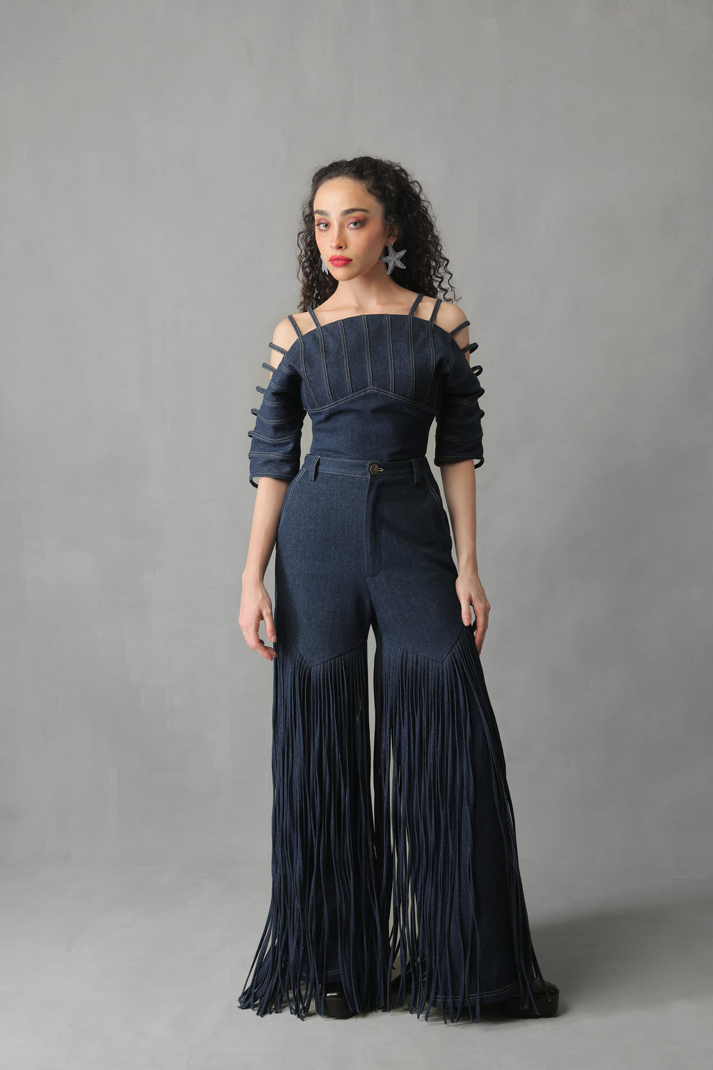 ARDEN DARK BLUE DENIM DROP SHOULDER BODYSUIT