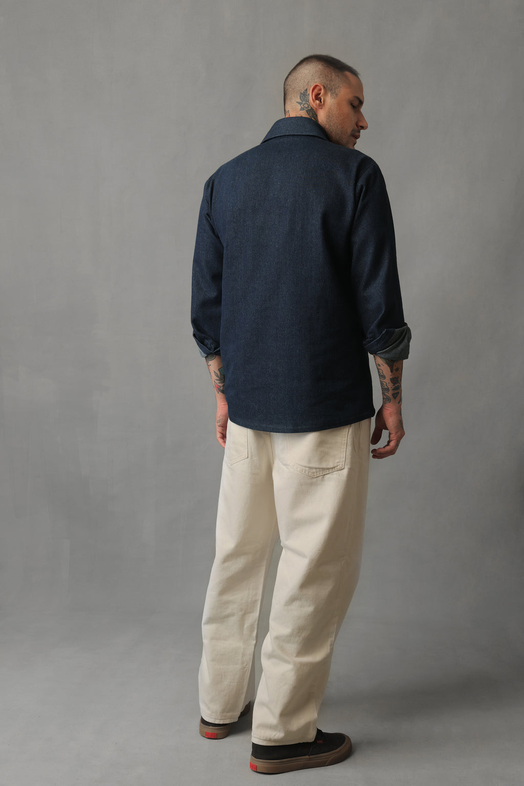 REIGN DARK BLUE DENIM THREADED SHACKET