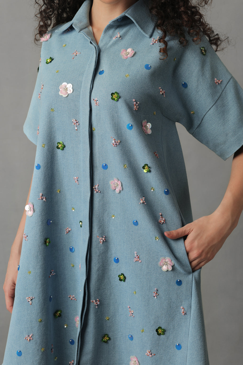 KOVA LIGHT BLUE DENIM SHIRT DRESS