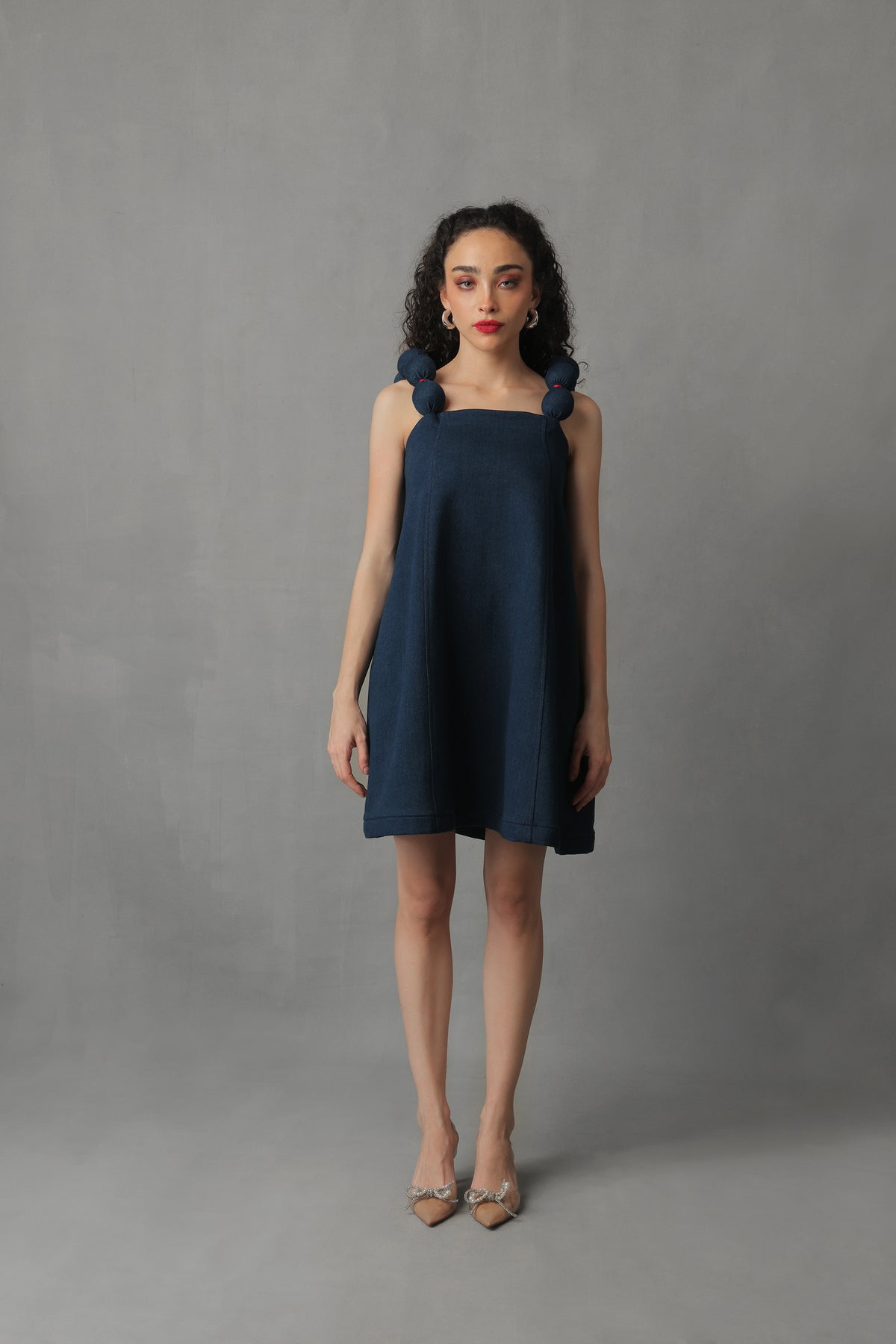 FORME DARK BLUE DENIM BALL STRAP DRESS