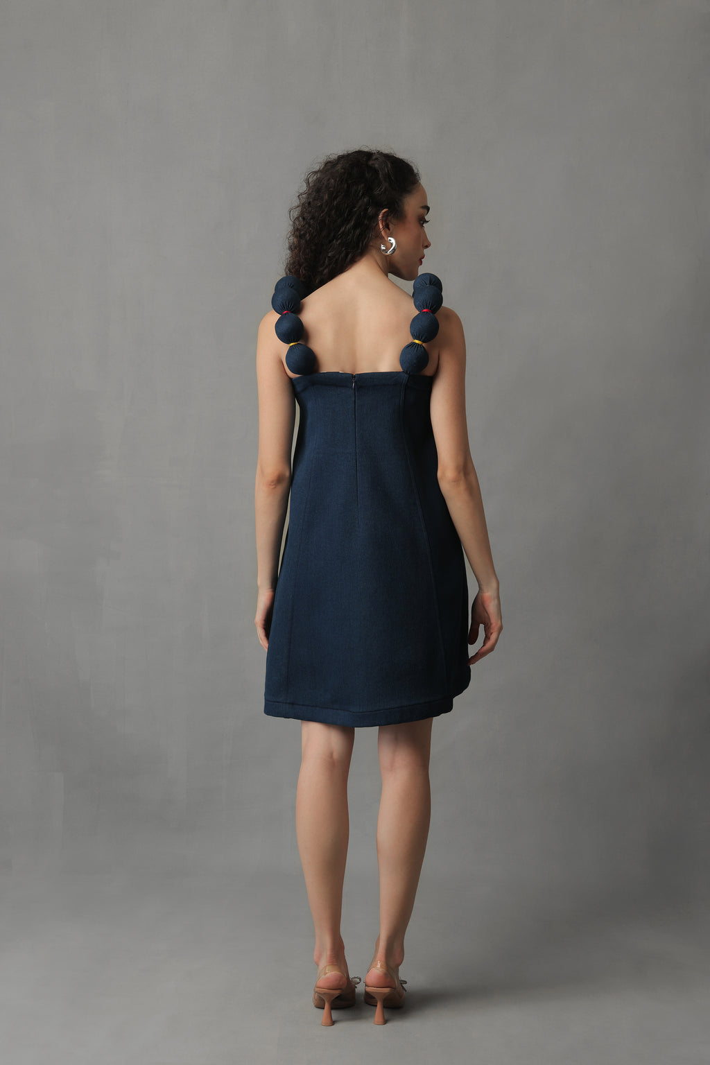 FORME DARK BLUE DENIM BALL STRAP DRESS