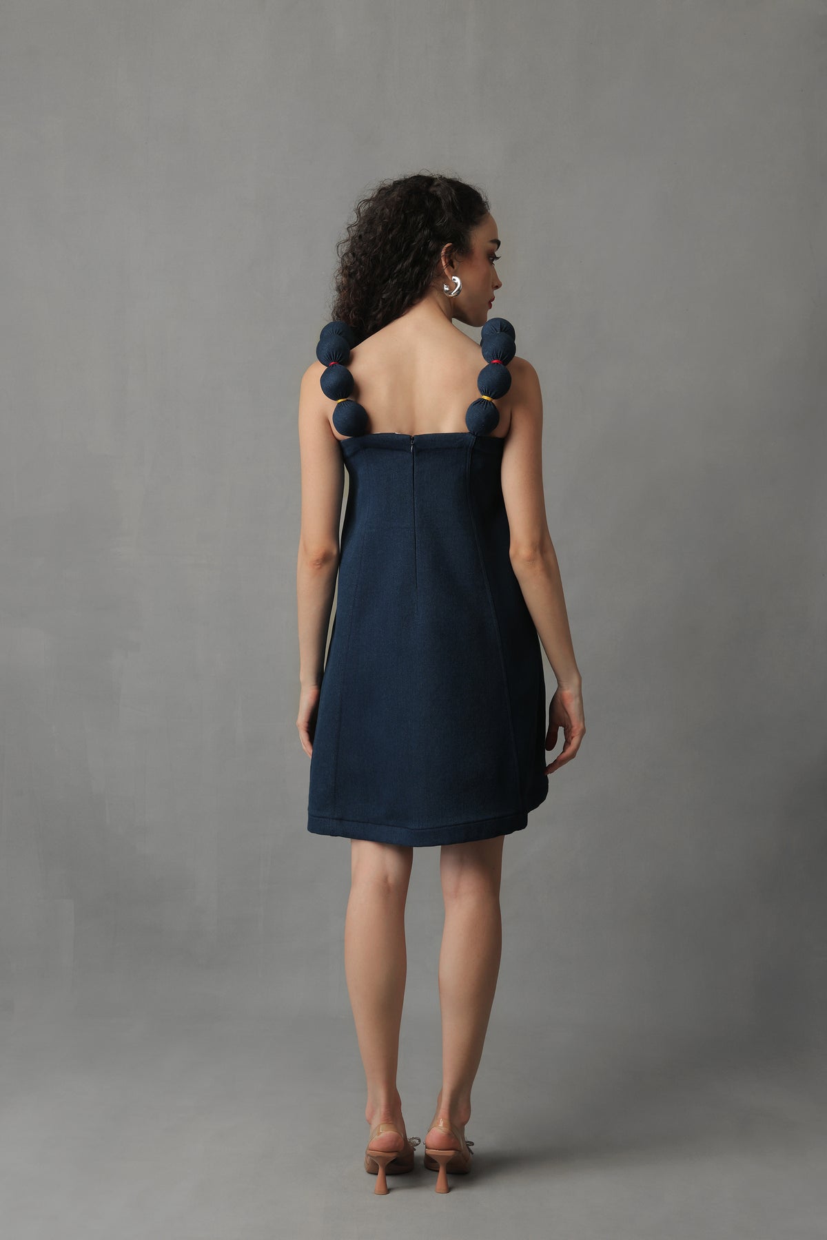 FORME DARK BLUE DENIM BALL STRAP DRESS