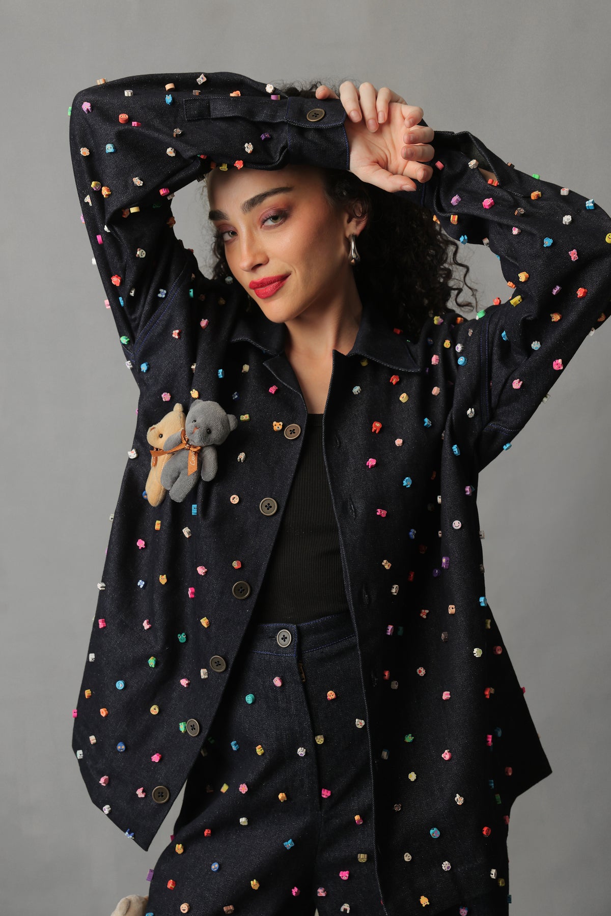 NOX DARK BLUE DENIM TEDDY CO ORD SET