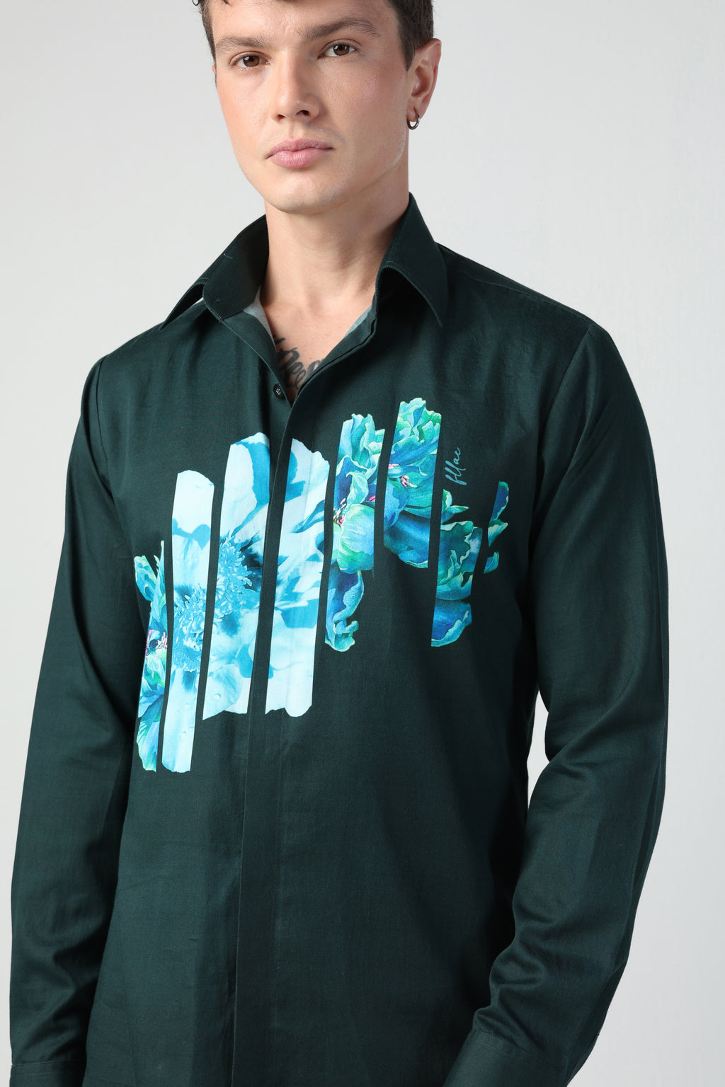 DANTE ABSTRACT GREEN FLORAL PRINTED FULL SLEEVE SHIRT