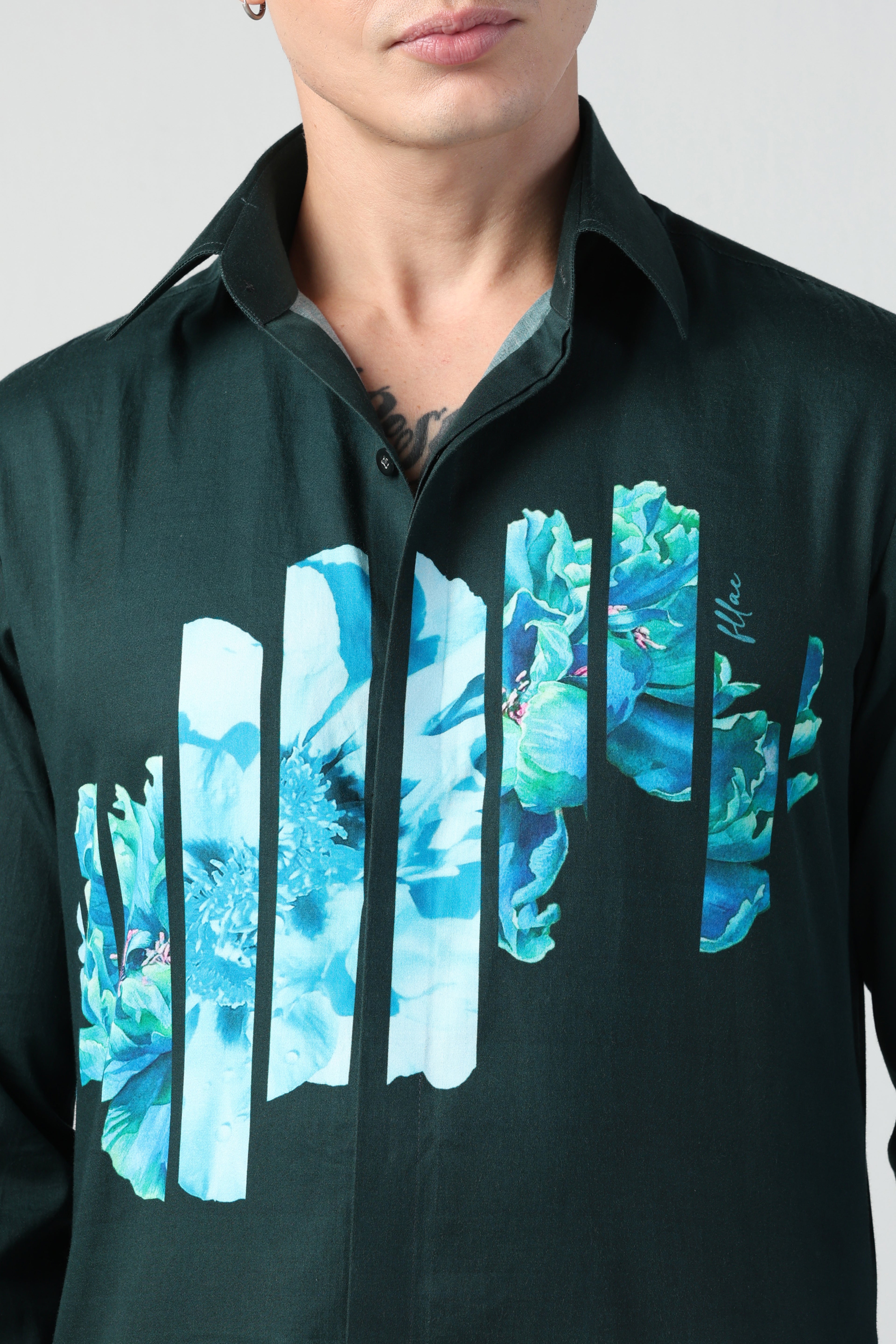DANTE ABSTRACT GREEN FLORAL PRINTED FULL SLEEVE SHIRT