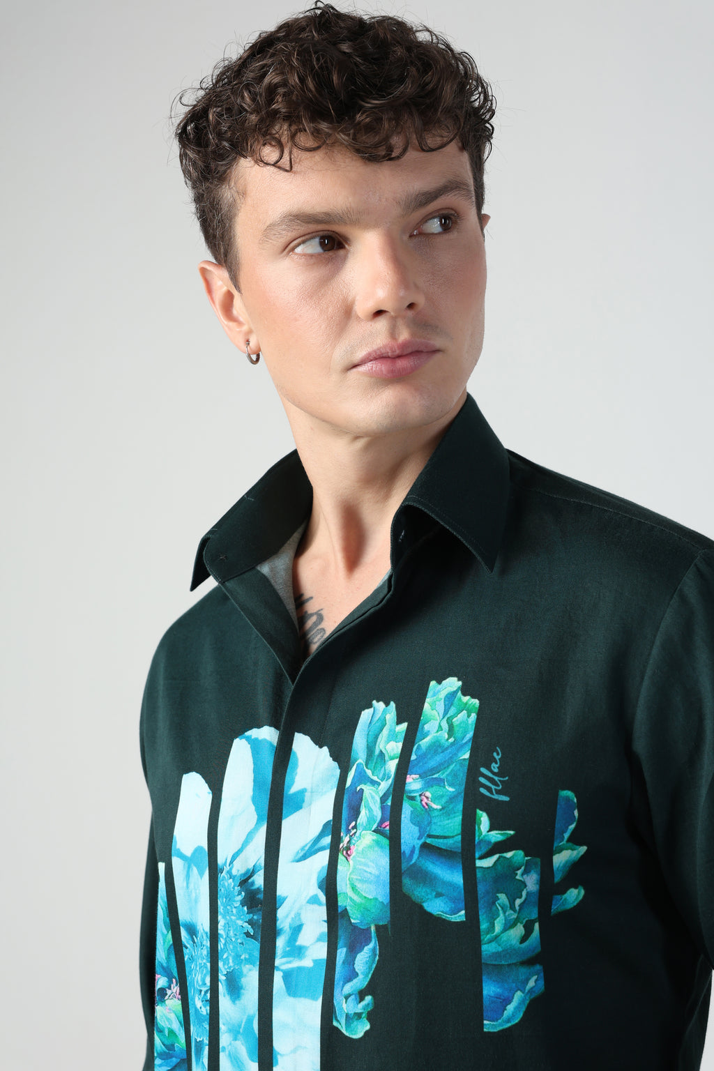 DANTE ABSTRACT GREEN FLORAL PRINTED FULL SLEEVE SHIRT