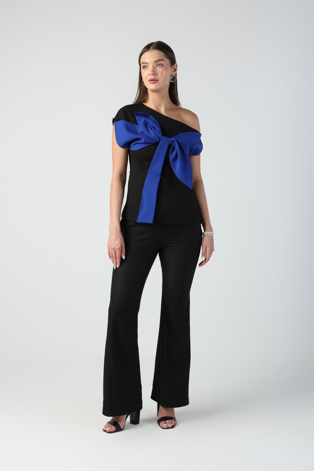 SILVIA BLUE BLACK 3D BOW CO-ORD SET