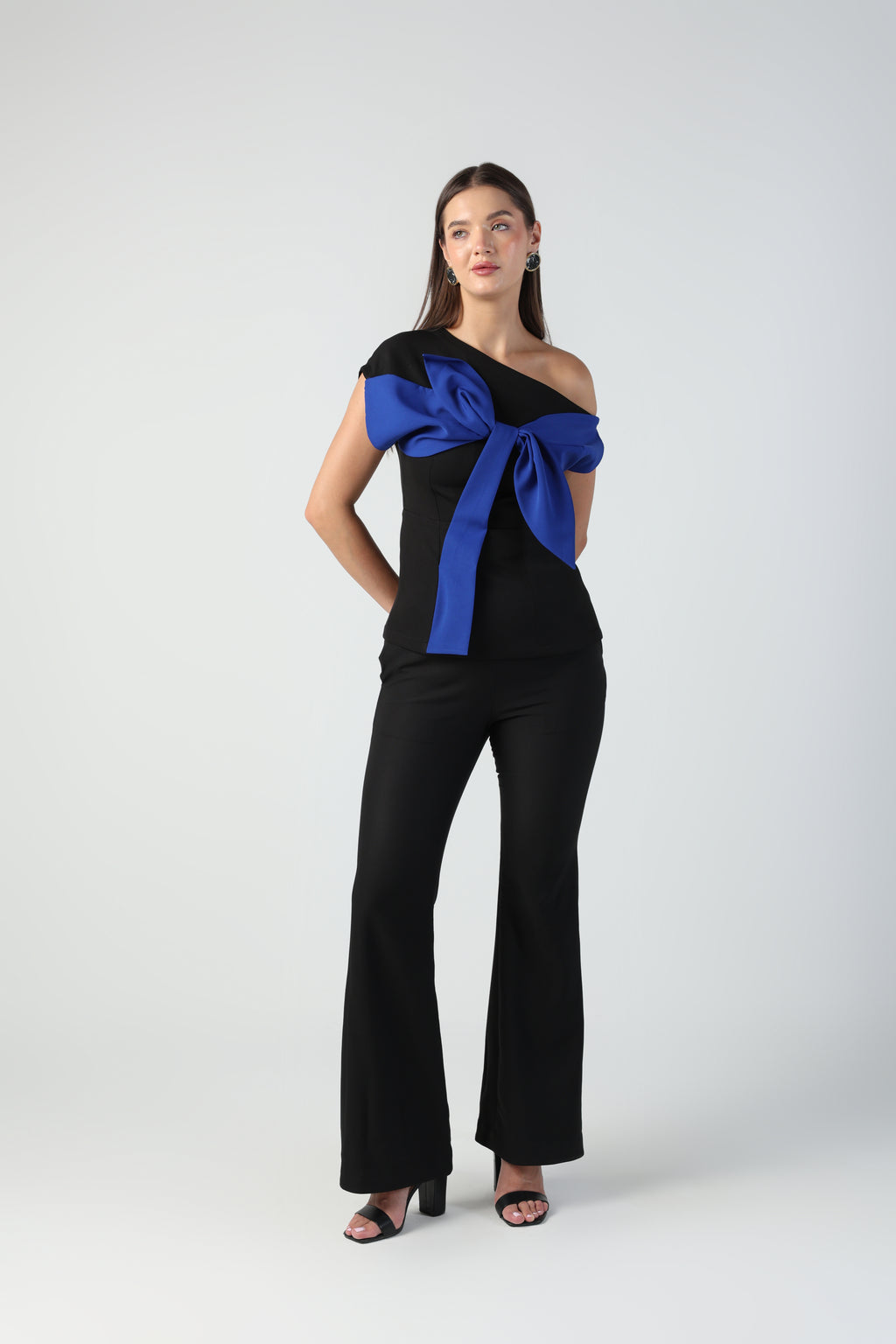 SILVIA BLUE BLACK 3D BOW CO-ORD SET