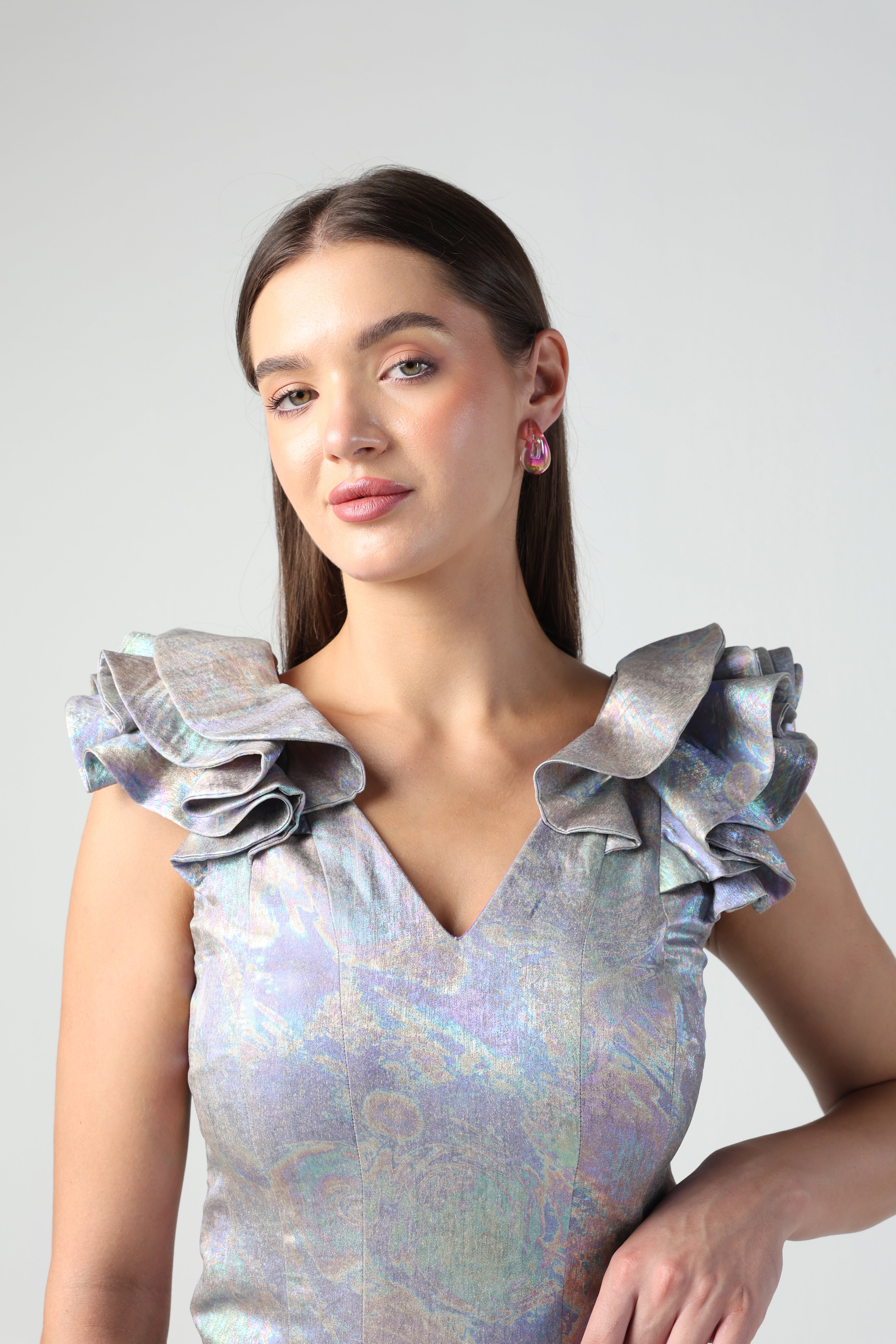 MARTINA MULTI COLOR HOLOGRAPHIC SHORTS CO-ORD SET