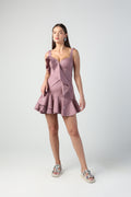 SOFIA LILAC RUFFLE DRAPE CORSET DRESS