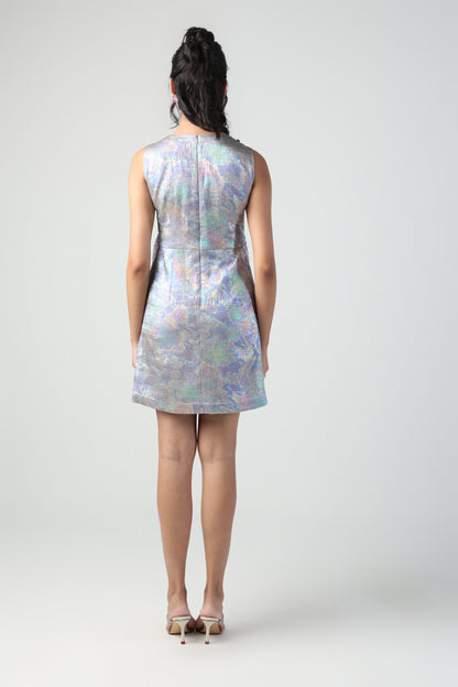 FEDERICA MULTICOLOR HOLOGRAPHIC CRYSTAL TASSEL DRESS
