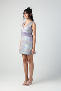 FEDERICA MULTICOLOR HOLOGRAPHIC CRYSTAL TASSEL DRESS