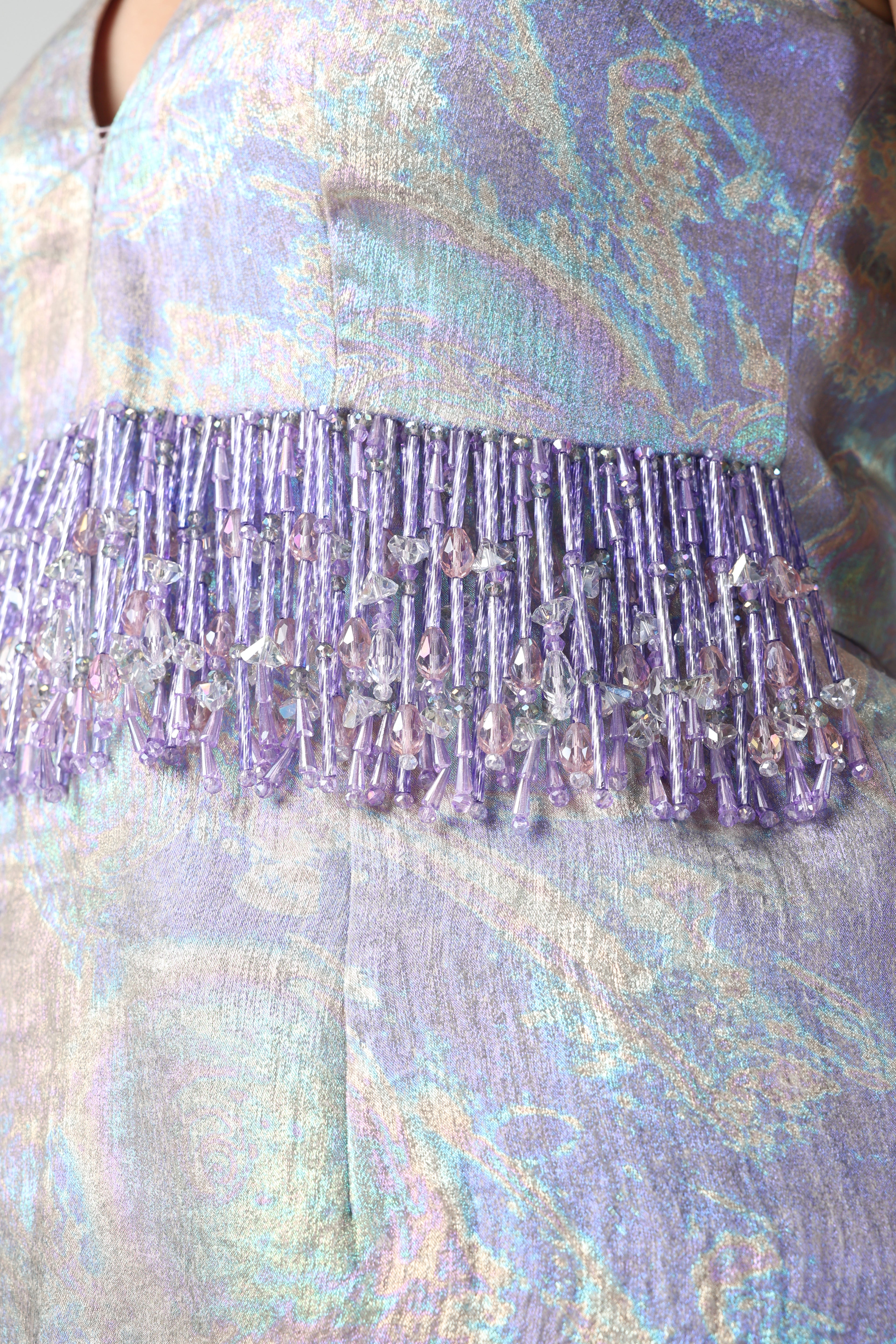 FEDERICA MULTICOLOR HOLOGRAPHIC CRYSTAL TASSEL DRESS