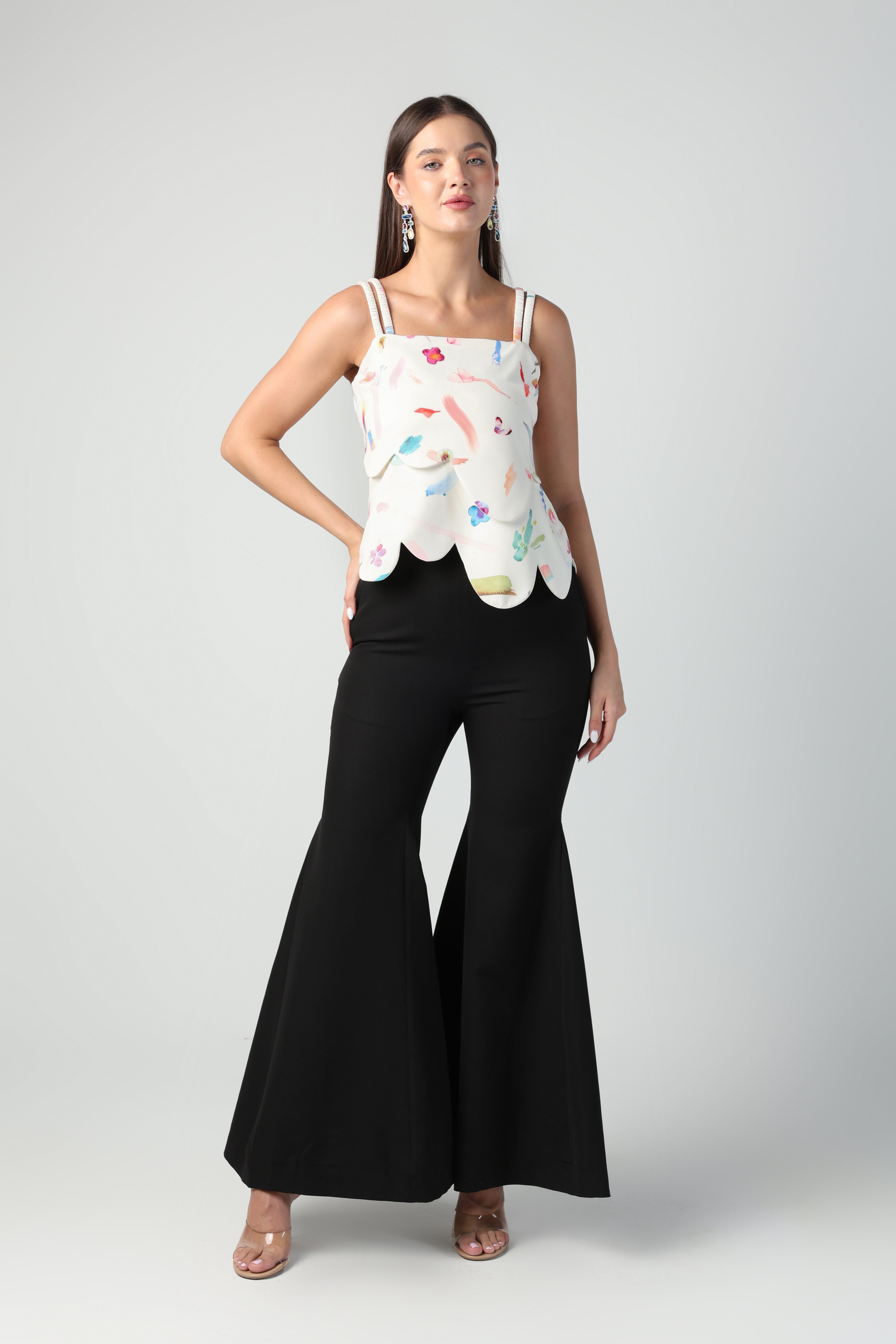 NOEMI BRUSH STROKE PRINT ABSTRACT DETACHABLE MIDI TO TOP CONVERTIBLE DRESS