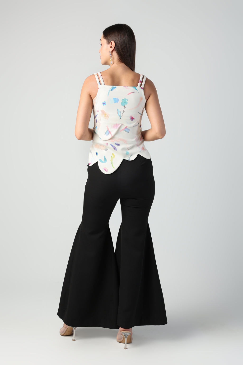 NOEMI BRUSH STROKE PRINT ABSTRACT DETACHABLE MIDI TO TOP CONVERTIBLE DRESS