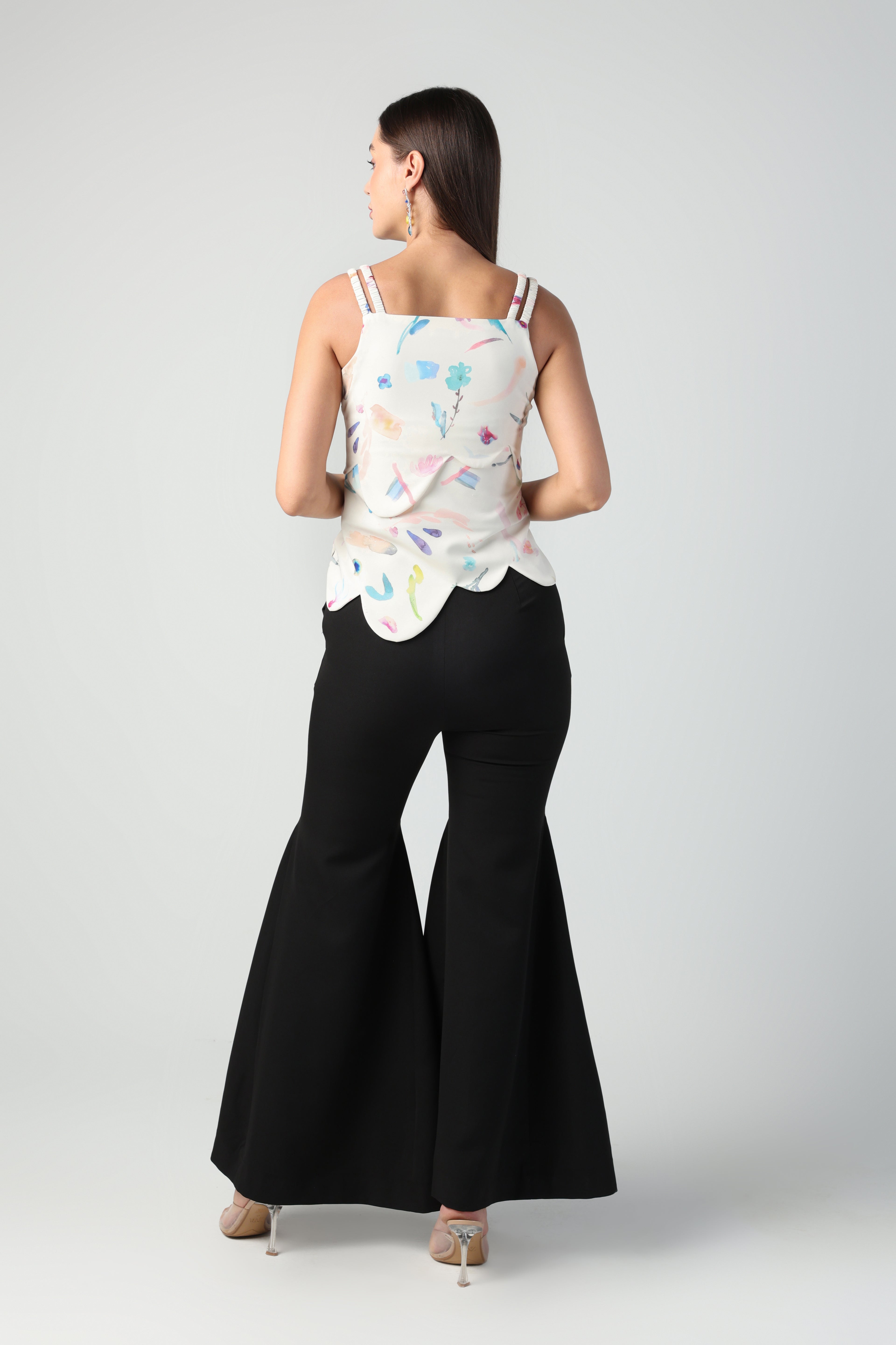 NOEMI BRUSH STROKE PRINT ABSTRACT DETACHABLE MIDI TO TOP CONVERTIBLE DRESS