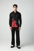 RENATO BLACK AND RED WOLF PRINTED SHIRT