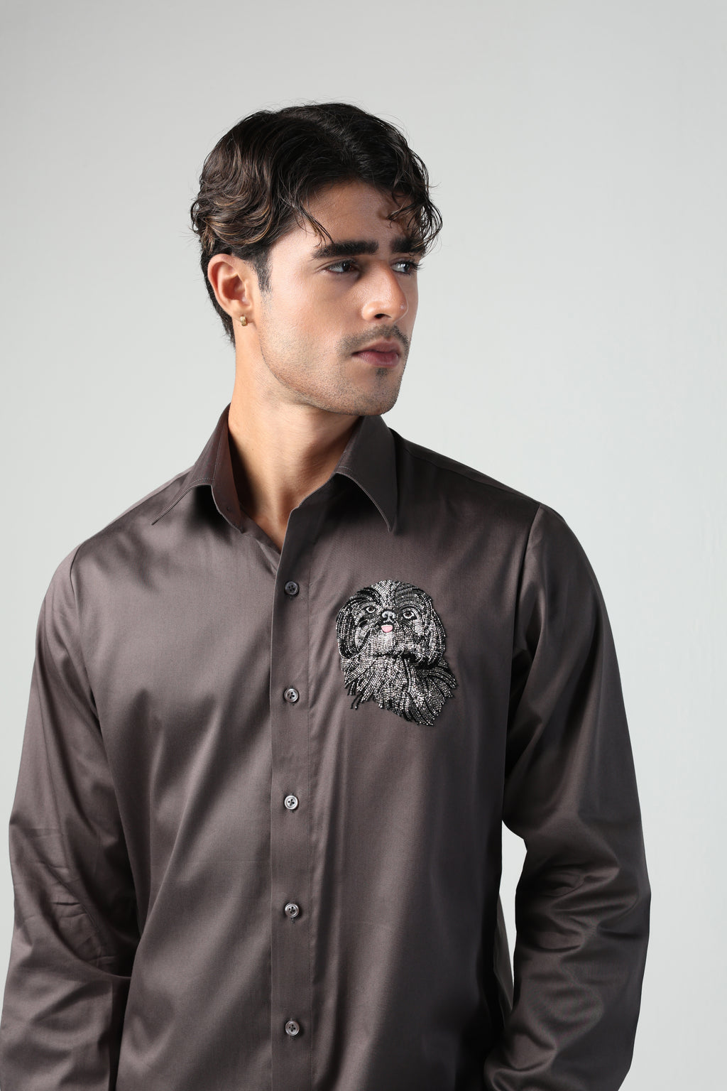 SHIRO BROWN SHIHTZU DOG HAND EMROIDERED SHIRT (PET SPECIAL)