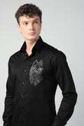 AKIRA BLACK HUSKY DOG HAND EMBROIDERED SHIRT (PET SPECIAL)