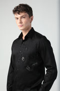 CESARE BLACK ALL THINGS MEN HANGING FLLAE HAND EMBROIDERED SHIRT