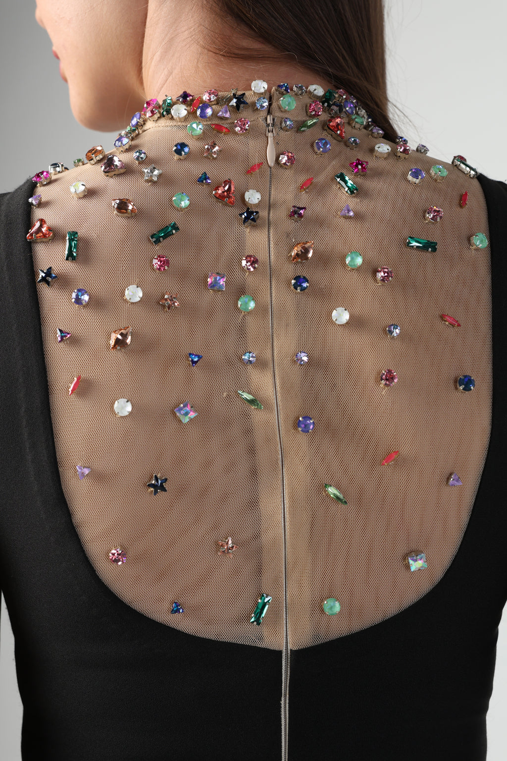 AZZURRA MULTI COLOR SWAROVSKI CRYSTAL SLEEVELESS BODYSUIT AND PANT CO-ORD SET