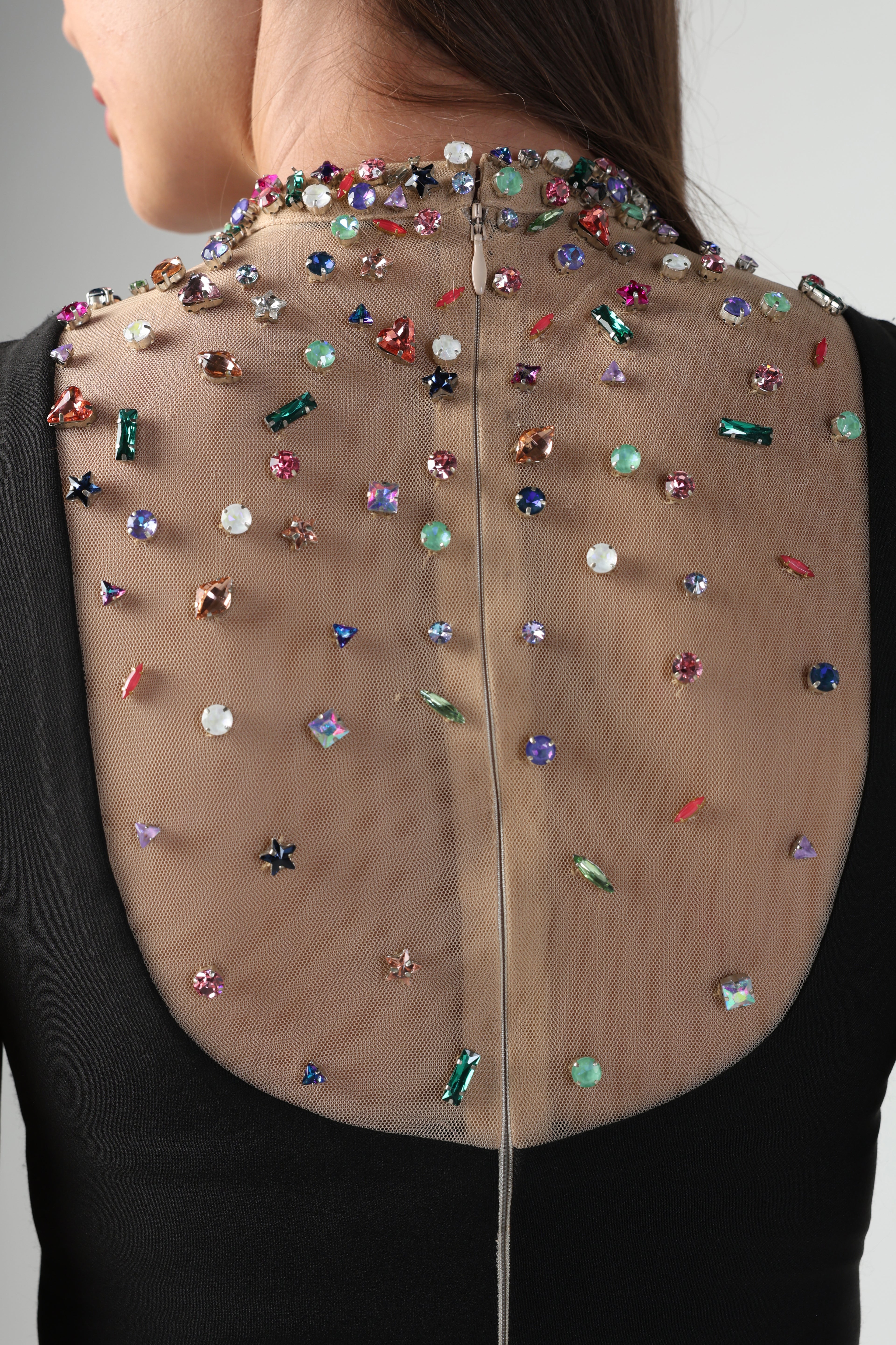 AZZURRA MULTI COLOR SWAROVSKI CRYSTAL SLEEVELESS BODYSUIT AND PANT CO-ORD SET