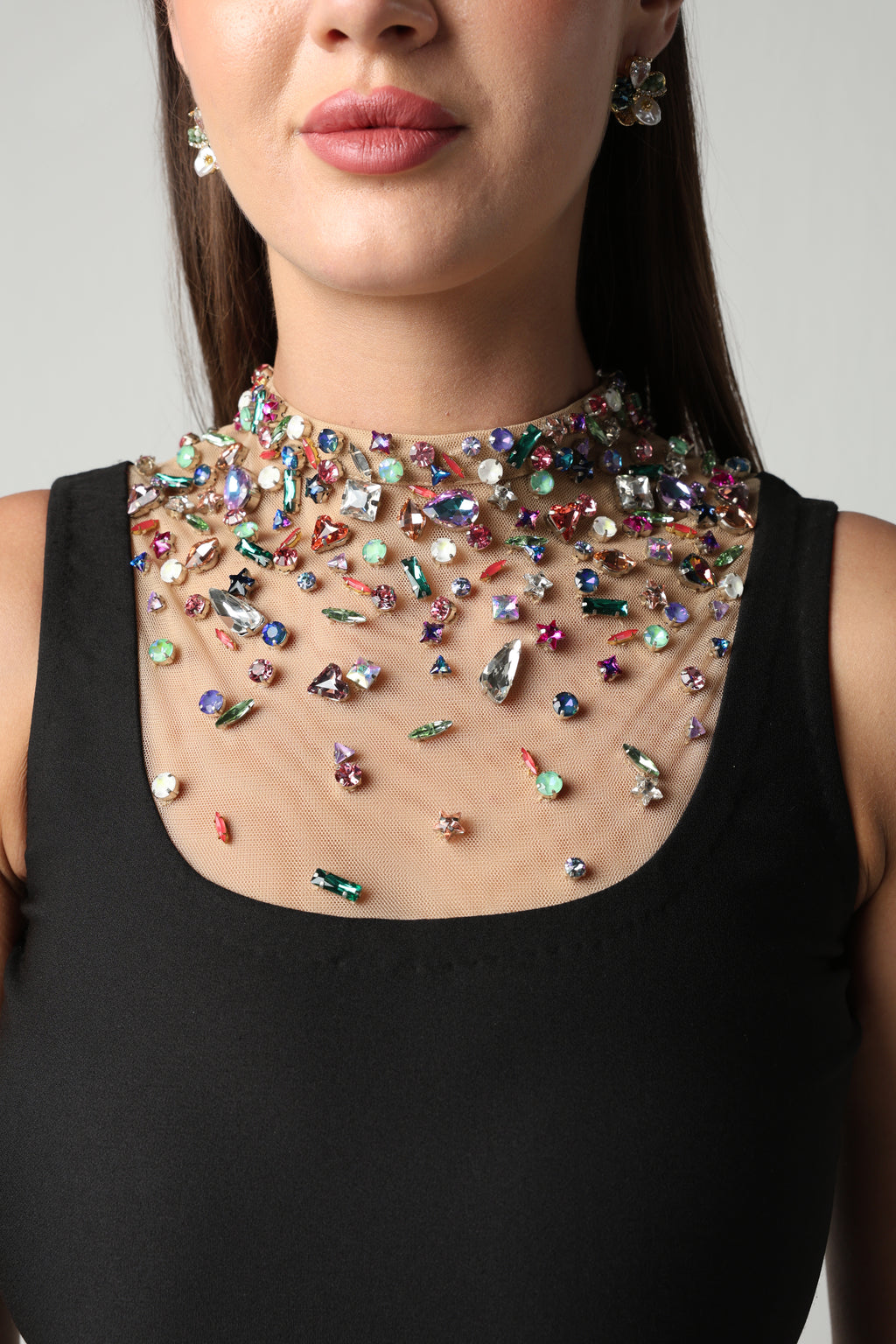 AZZURRA MULTI COLOR SWAROVSKI CRYSTAL BODYSUIT