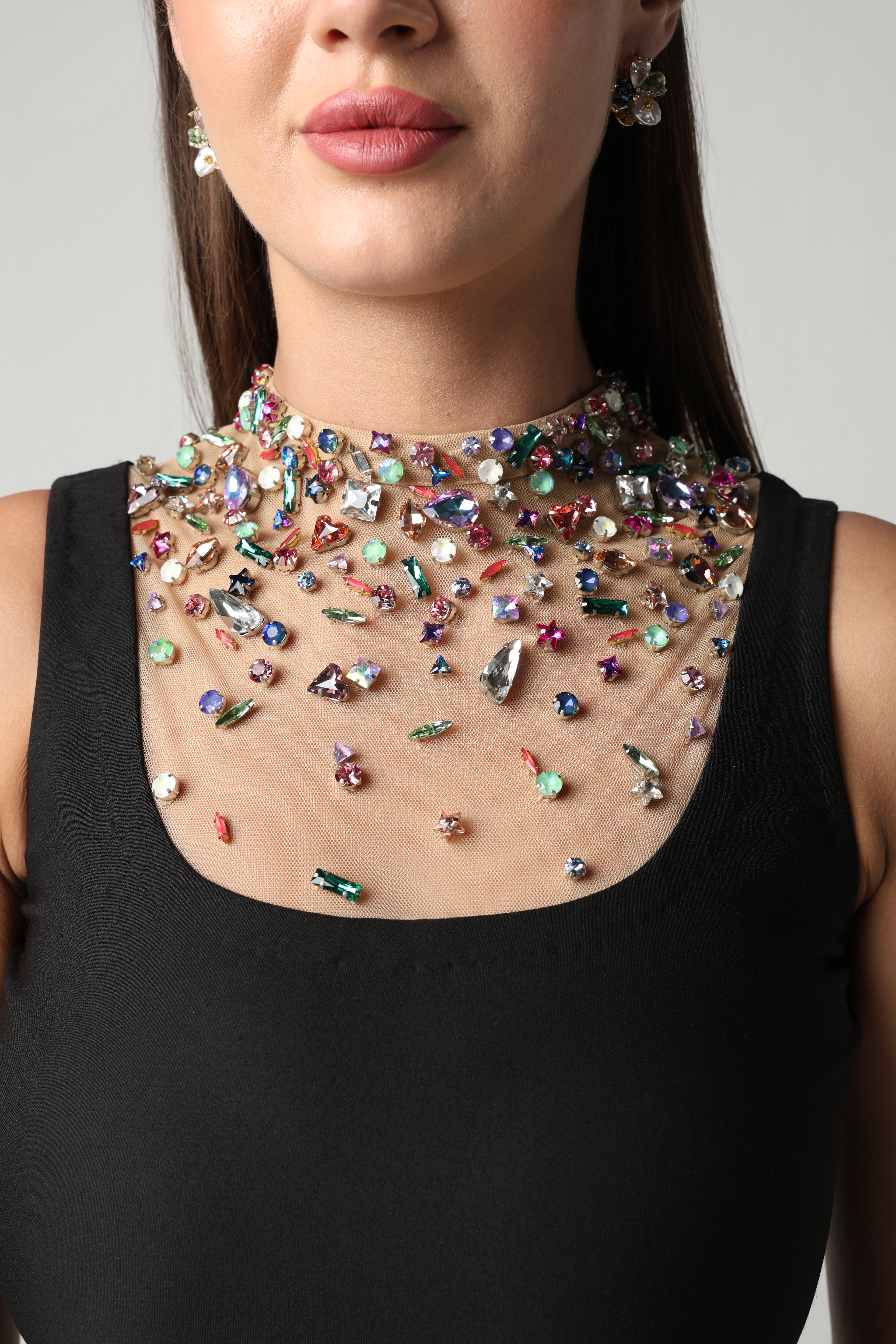 AZZURRA MULTI COLOR SWAROVSKI CRYSTAL BODYSUIT