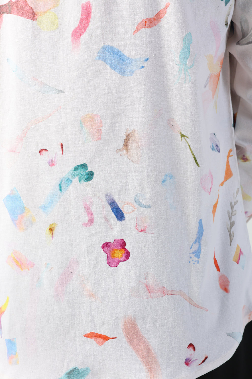 CIRO BRUSH STROKE PRINT LYCRA LINEN FULL SLEEVE SHIRT