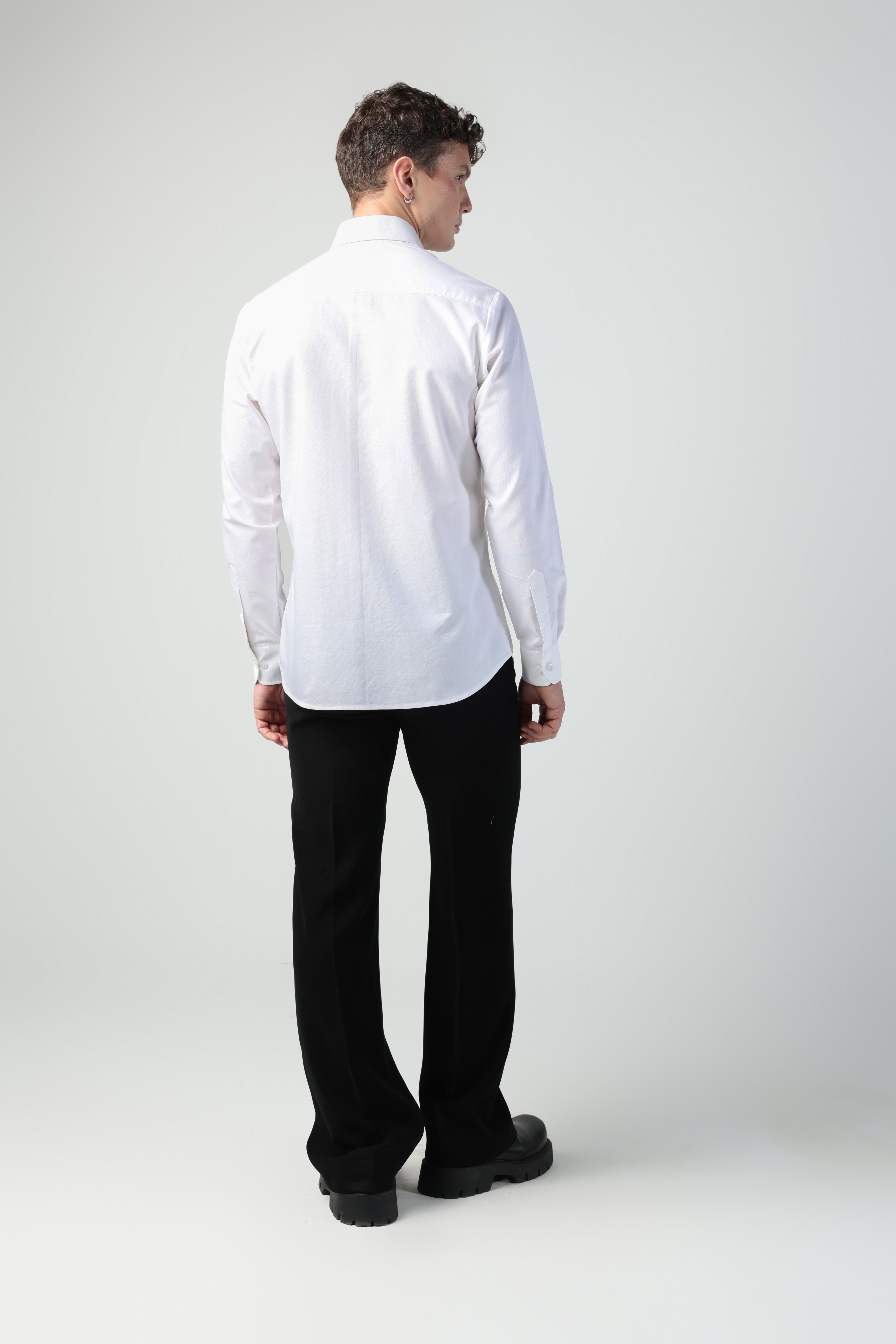 ORESTE WHITE ABSTRACT FLORAL ARTWORK WITH BIRD PRINTED FULL SLEEVE SHIRT