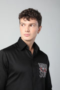 ROMANO BLACK TIGER EYED WILD SOUL HAND EMBROIDERED SHIRT