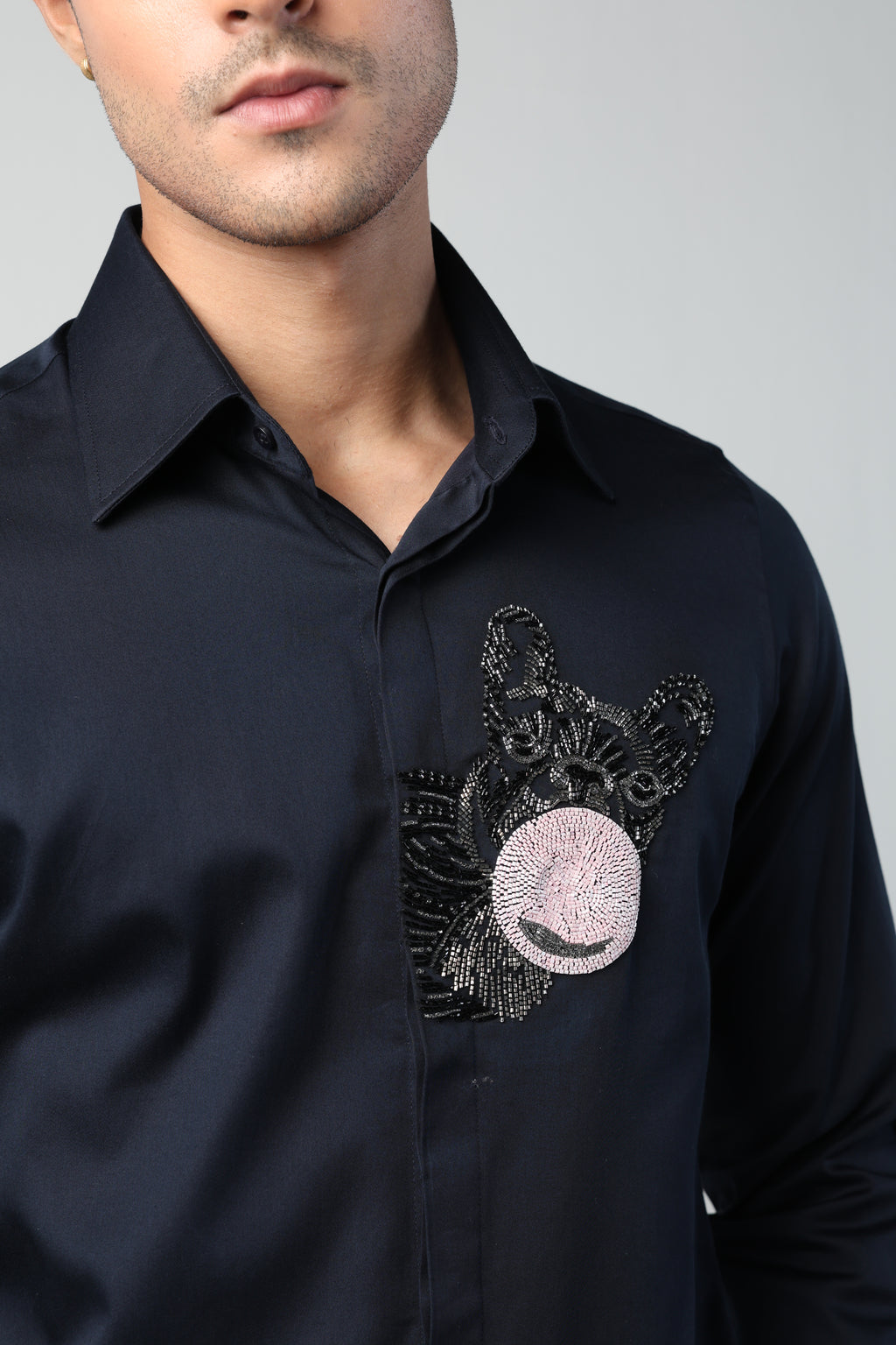 SHOLE BLUE FRENCH BULL DOG HAND EMROIDERED SHIRT (PET SPECIAL)