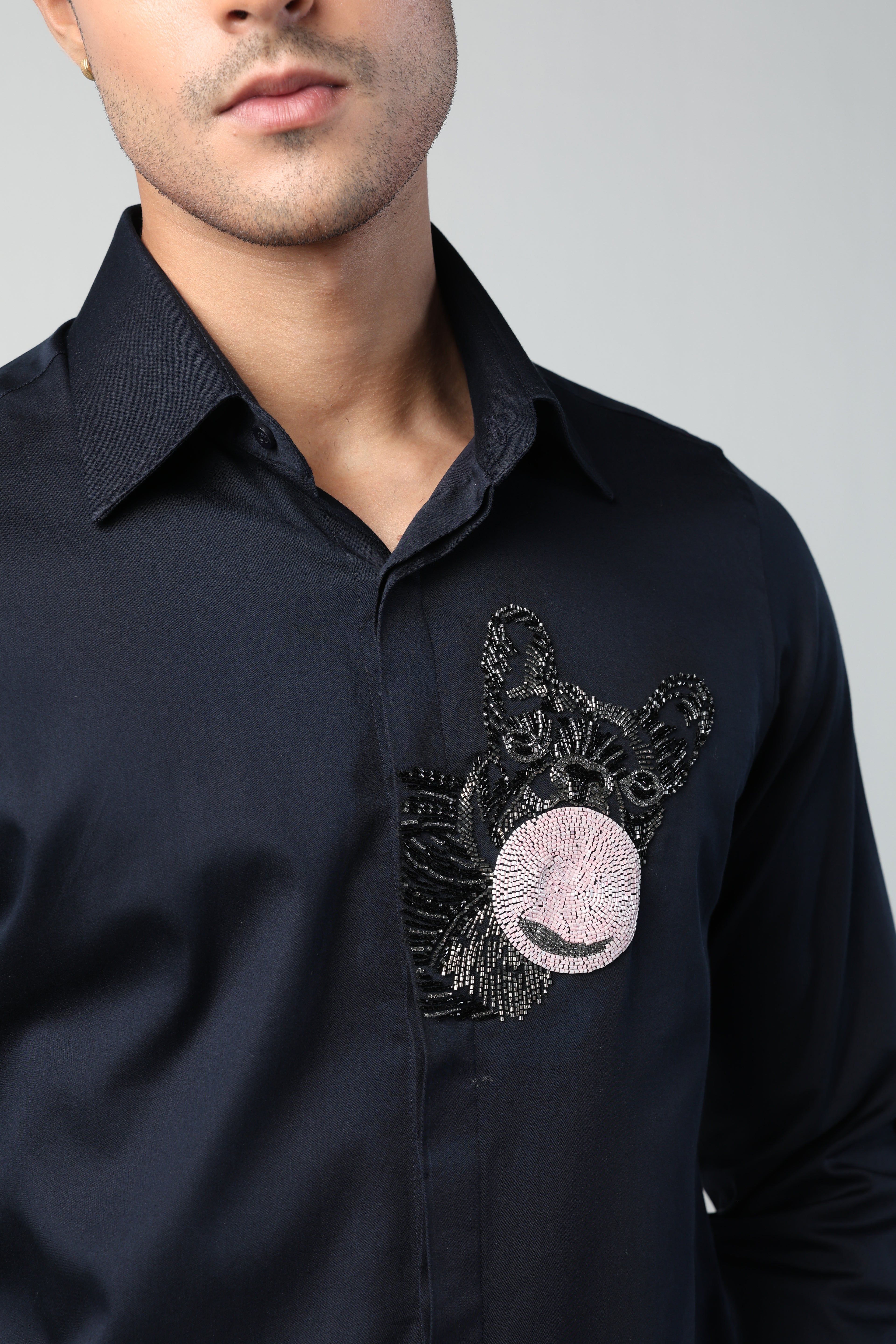 SHOLE BLUE FRENCH BULL DOG HAND EMROIDERED SHIRT (PET SPECIAL)